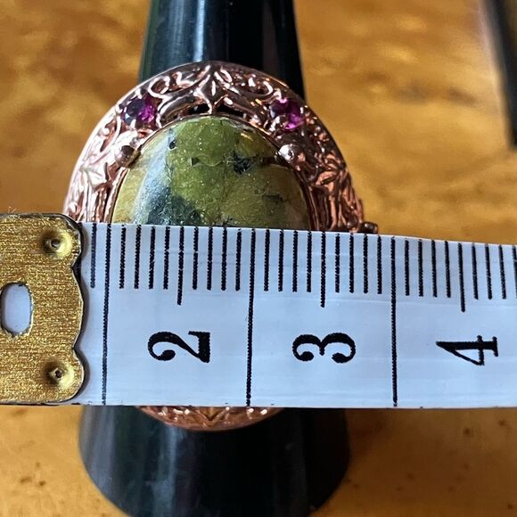 Natural Tasmanian Stichtite Garnet Sterling Silver Cocktail Ring Size 9 - Picture 9 of 11